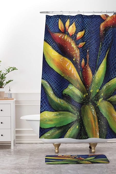 Amazon Com Depart Lily Bird Of Paradise Shower Curtain Set