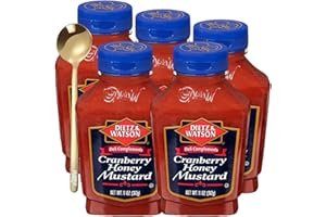 MOOFIN Dietz & Watson Cranberry Honey Mustard, 20 Oz, Bundle With Golden Ss Spoon By , Gourmet Sweet Tangy Deli Mustard With Whole Seeds, Versatile Condiment For Sandwiches, Charcuterie [Pack Of 5]