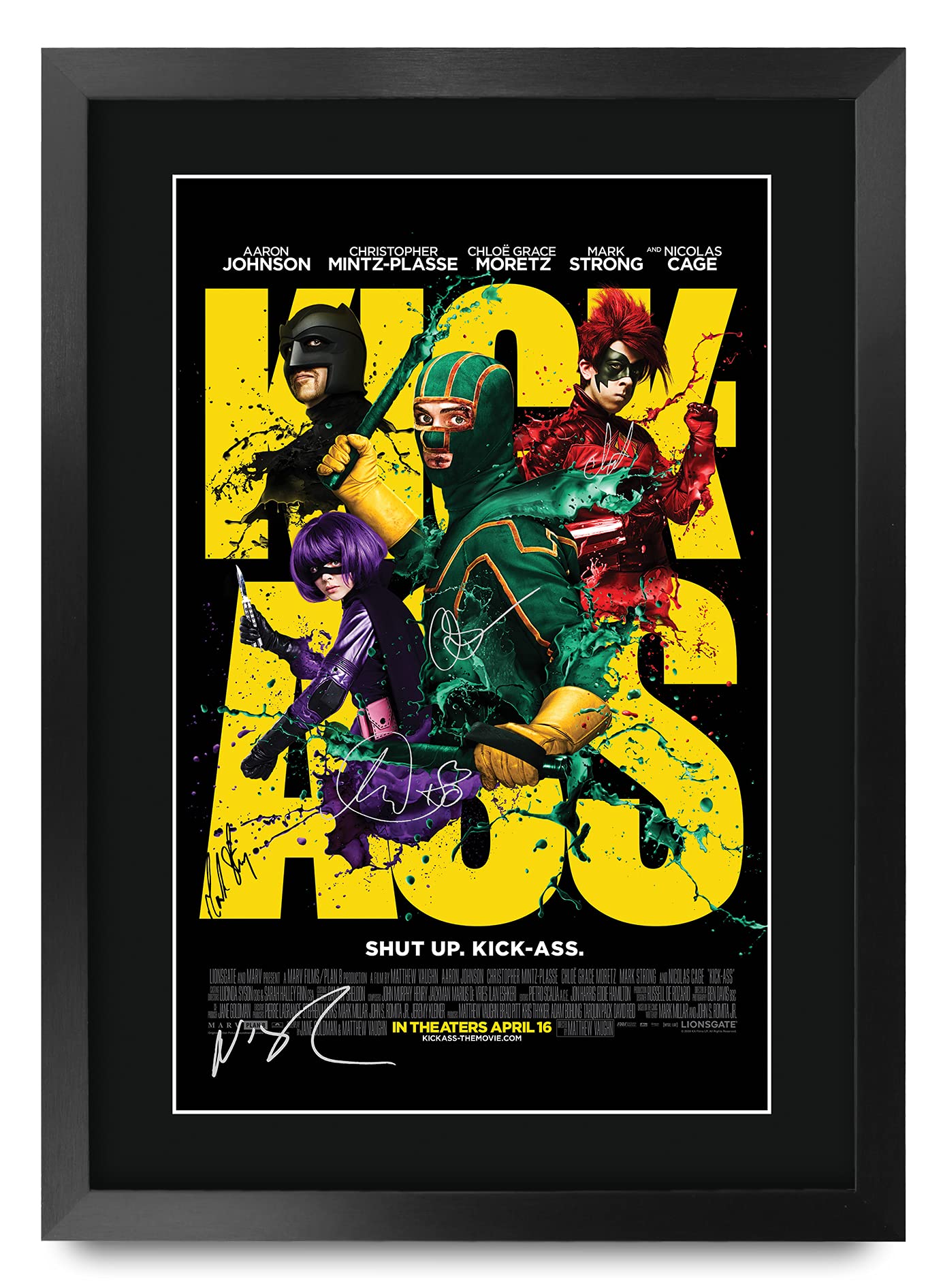 HWC Trading A3 FR Kick-Ass Aaron Taylor-Johnson and Cast Gifts Printed Poster Signed Autograph Picture for Movie Memorabilia Fans - A3 Framed