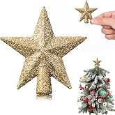 Hanaive Christmas Tree Topper Mini Star Small, Gold, 2.36 Inch, Glitter | Tiny Star Treetop for Christmas for Minature Tree, Star Ornaments Decorative, Home Xmas Holiday Party Decor