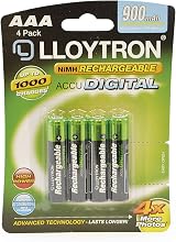 LLOYTRON NiMH AccuDigital AAA 900mAh 4 Pack Rechargeable Batteries