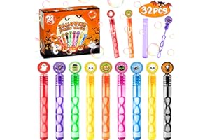 MALHAII 32 Pcs Halloween Party Favors Bubble Wands for Kids Halloween Basket Stuffers Goodie Bag Fillers, Halloween Toys Treats Non Candy Bulk Classroom Prizes Favors for Toddlers Kids Birthday Party Supplies