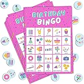 Markt Pink Birthday Bingo, 23 Players, Indoor Party Game, Bingo Cards & Stickers