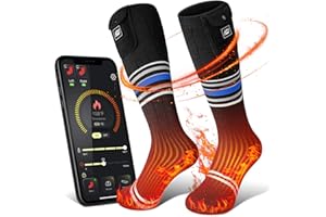 MATKAO Heated Socks for Women Men Rechargeable Washable, Battery Electric Heated Socks Foot Warmers with APP Control for Skiing Hunting Riding Camping Fishing Hiking Outdoor Work