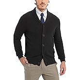Kallspin Men's Pure Cotton Cardigan Sweater Button Down Shawl Collar Lightweight Knitwear Classic Casual