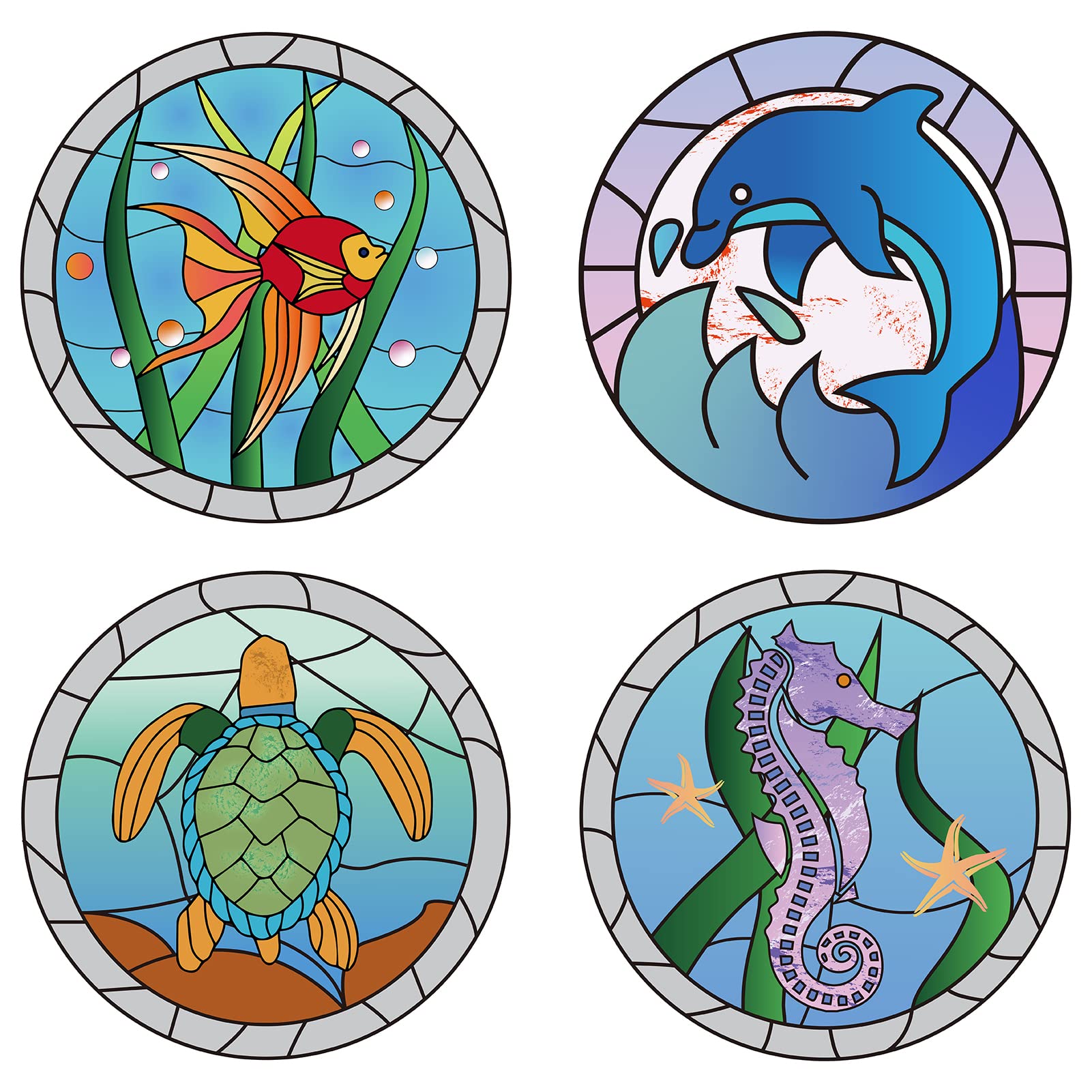 GORGECRAFT 8PCS 6.3 Inch Sea Animal Window Decals Static Sea Turtles Glass Sliding Door Sticker Ocean Clings Waterproof Vinyl Film Bedroom Bathroom Decals for Prevent Stop Birds Dogs Pets Strikes