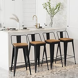 WENTMENT Bar Stools Set of 4 Counter Height Bar