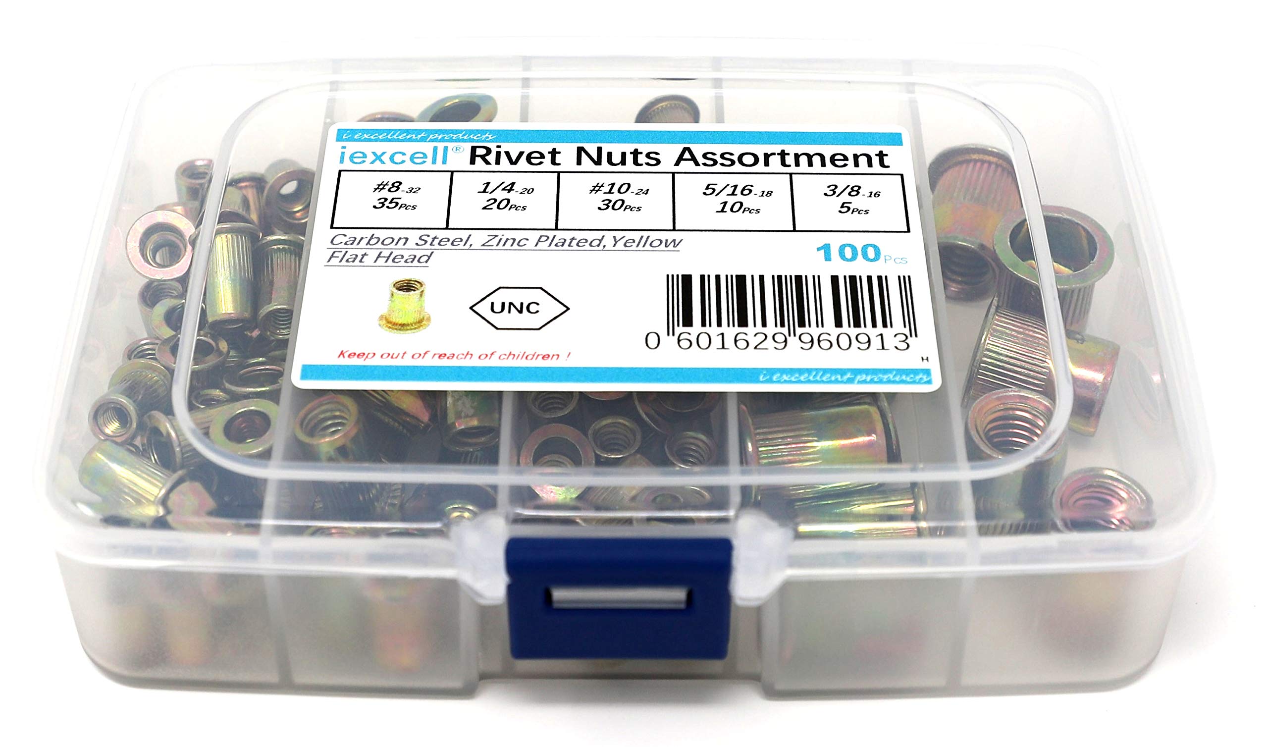 Glarks 30Pcs 5/1618 UNC 304 Stainless Steel Rivet Nuts Flat Head