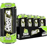 GHOST Energy Drink, Zero Sugars, 12-Pack, Electric Limeade, 16oz | Energy &amp; Focus Pre Workout Drink, No Artificial Colors, Gluten-Free, Vegan - 200MG Natural Caffeine, L-Carnitine, Taurine