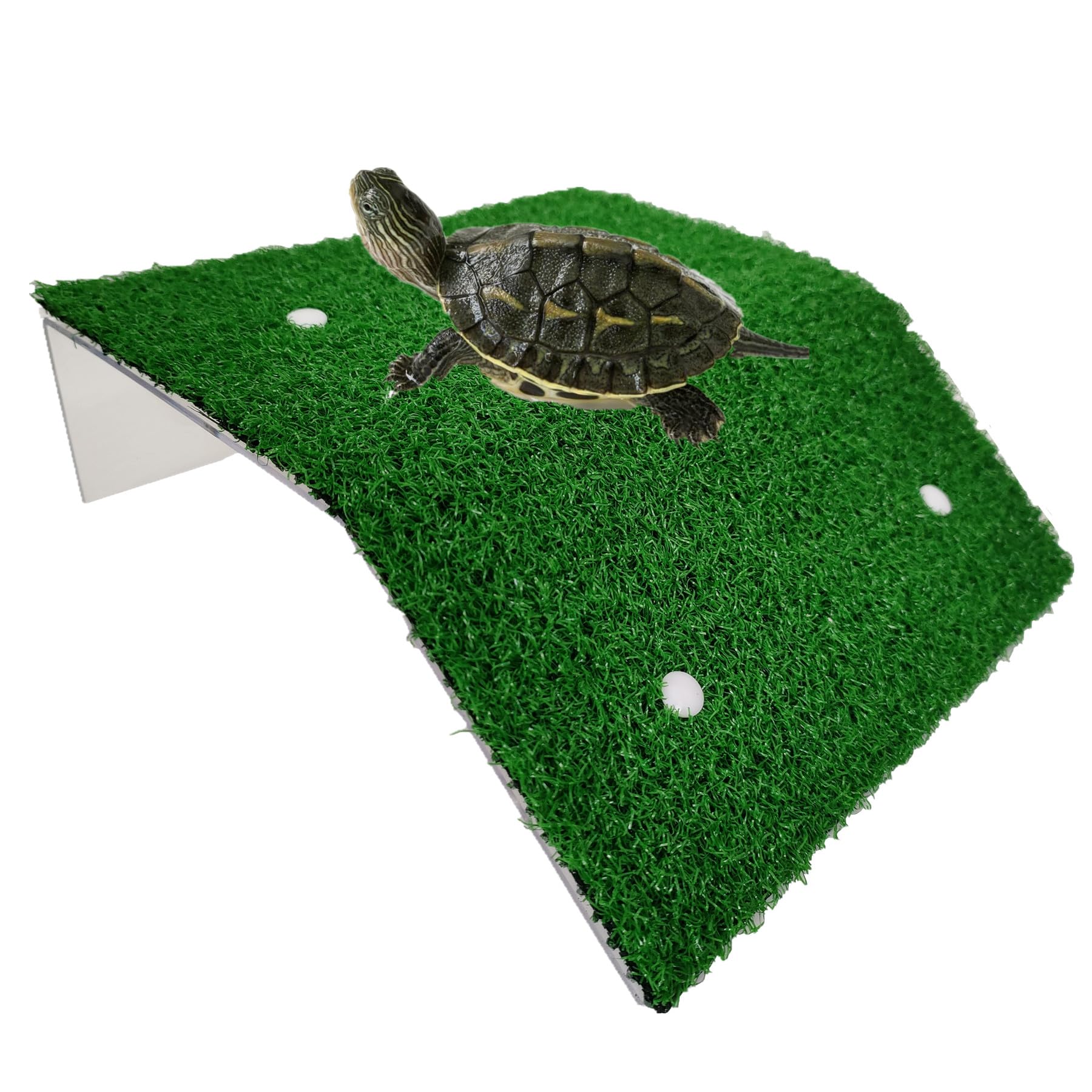Photo 1 of Turtle Resting Basking Platform Simulation Grass Turtle Ramp, Lawn Tortoise Climbing Reptile Ladder Resting Terrace Fish Tank Aquarium Turtle Dock Floating Décor for Frog Terrapin (Large)