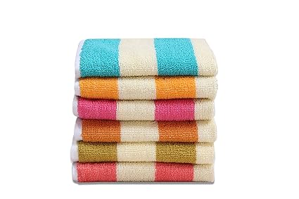 HSR Collection 50x32cm Multicolour Cotton Hand Towels - Set of 6