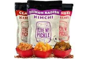 Olive My Pickle Fermented Kimchi Variety Pack - 48 oz | 3 Pack Classic, Cucumber Kimchi & Daikon Radish Kimchi | Napa Cabbage Fresh & Flavorful Korean Kimchi with Natural Probiotics for Gut Health