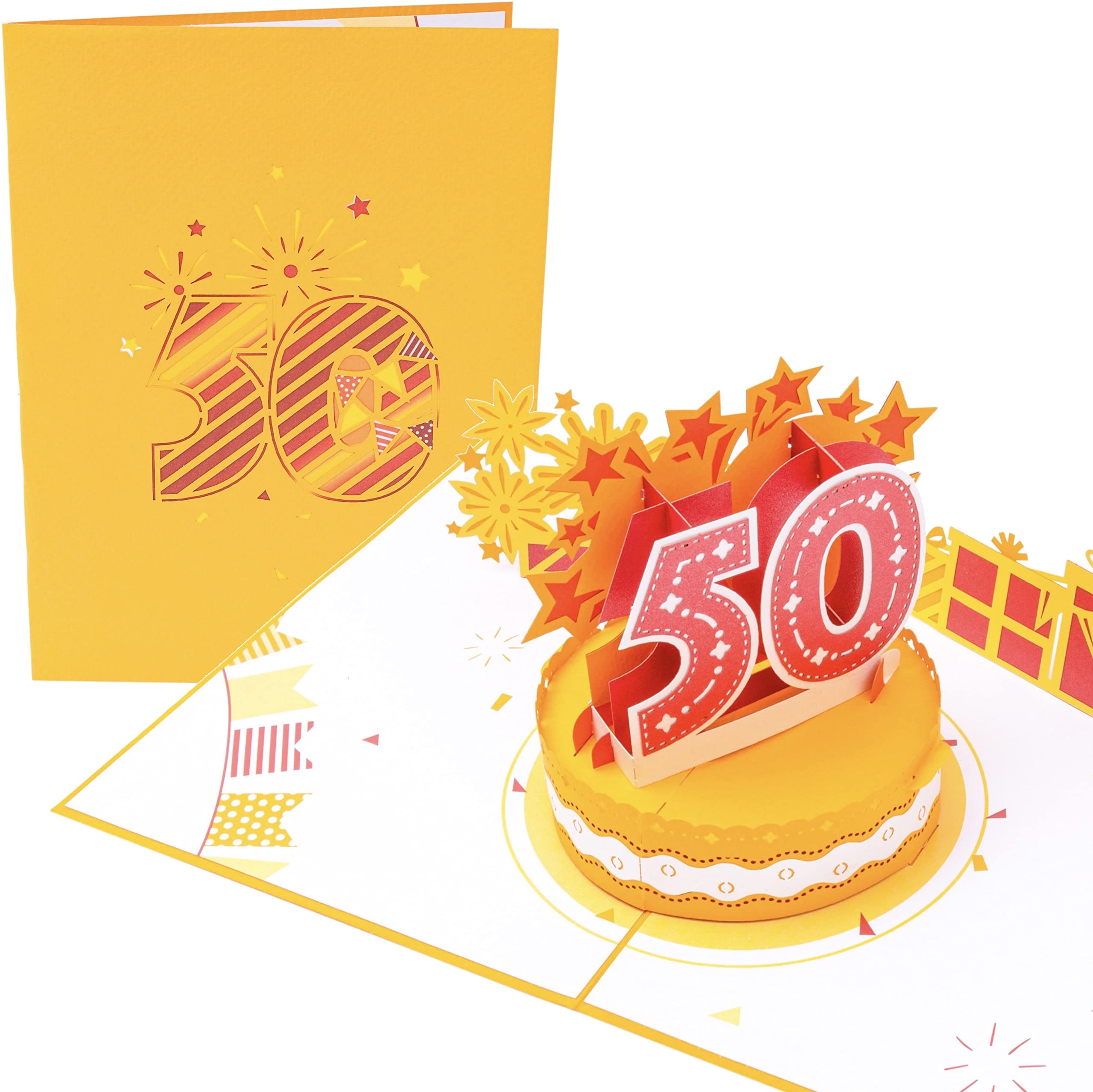 PopLife® 50th Birthday 3D Pop Up Card - Big Happy Birthday Sign, B-day Message, Surprise Birthday Card - for Husband, for Wife, for Boyfriend, for Son, for Girlfriend, for In-laws, for Friend, Teacher