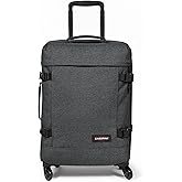 EASTPAK Trans4 S – 44L Large Wheeled Luggage with Dual Compartments, TSA Lock, 360° Spinner Wheels, and Diamond-Embossed Handle, Black Denim