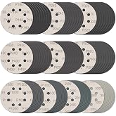100Pcs 5 Inch Sanding Discs Hook &amp; Loop 8-Hole Wet Dry Sandpaper Assortment | 180 240 320 400 600 800 1000 1500 2000 3000 Grit Silicon Carbide Sand Paper for Random Orbital Sander, Wood Metal Automotive