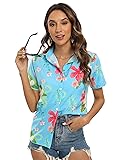 Blueleaf Women's Hawaiian Shirt Soft Cool Floral