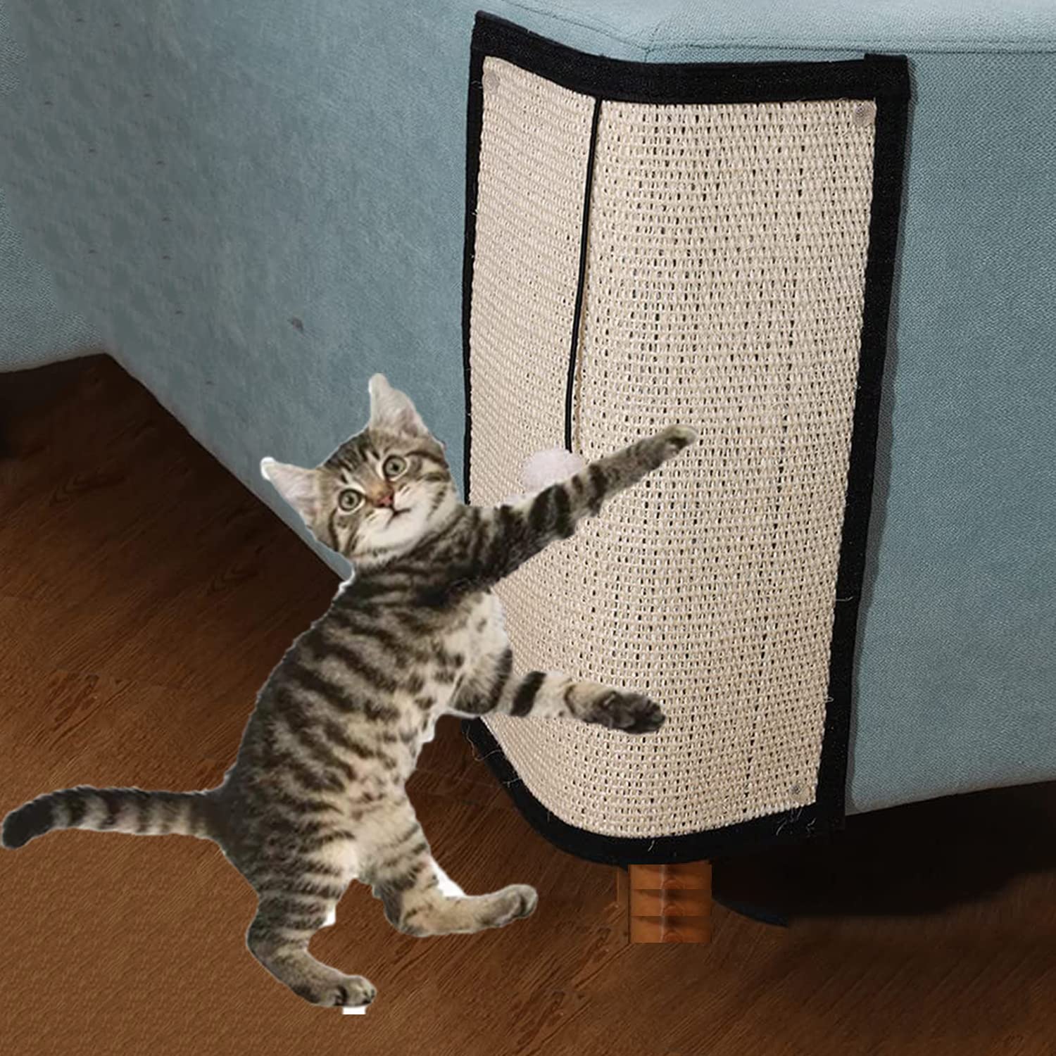 Cat Scratching Pads Mat Sofa Protectors Furniture Protectors Cushion-Stretchable Anti-Scratch Sofa Cushion Sisal Scratcher Board Mat Pad Beige Sofa Shield 40x30cm