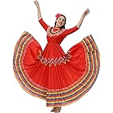 Faltern Cinco De Mayo Dress - Women's Mexican Fiesta Costume - Traditional Folklorico Dress for Women