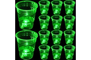 mishunyus Green Glow Party Cups for Party Event Fun, 24 Glow In The Dark Cups, Party Decoration,House Parties Birthdays Concerts Weddings BBQ Beach Holidays
