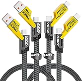 2 Pack 4 in 1 Multi Fast Charging Cable(Up to 65W & Data Sync), 6.65 FT Cable with USB A to C/USB C to C/USB A to Apple-Device/USB C to Apple Device, Compatible with iPhone 7-17/Pad/Android/MacBook