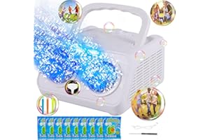 BTTYU Bubble Machine, Automatic Bubble Machine for Kids 20000+ Bubbles Per Minutes, Portable Bubble Machine Battery Operated with 2 Fans, Bubble Makers for Outdoor & Indoor Wedding Birthday Parties (White)