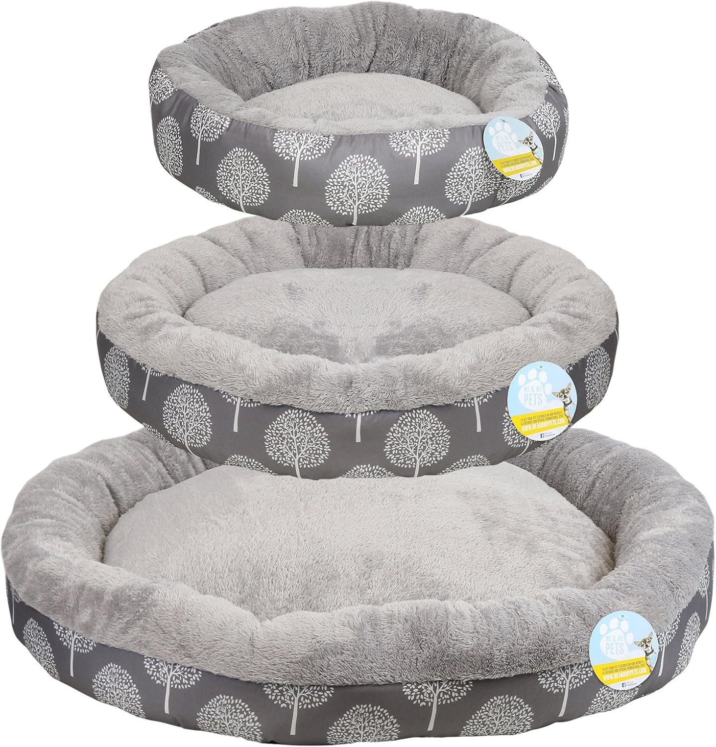 Me & My Plush Grey Round Pet Bed Choice of Size Amazon.co.uk Pet Supplies