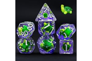WEYANO DND Resin Tortoise Dice Set, D&D Polyhedral Dice for Dungeons and Dragons RPG, MTG Role Playing Games D and D Dice 7pcs D20 D12 D10 D8 D6 D4