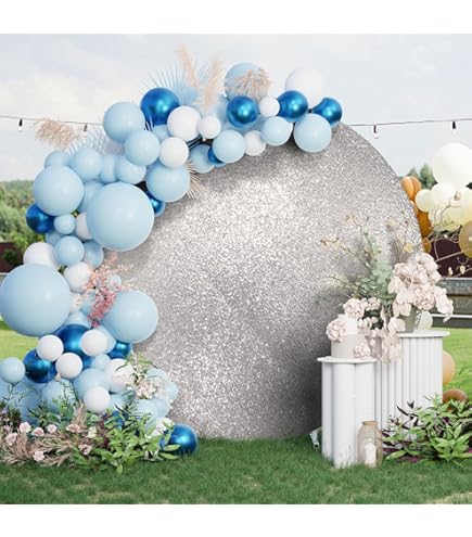 OERJU 21st Birthday Round Backdrop Cover 21st Birthday Backdrop For Girls Blue Bokeh Snowflake Crown 21 Year Old Birthday Party Circle Backdrop Cover Cake Table Decor Photo Studio Props 5x5ft