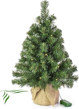 Albero Di Natale Amazon.Artplants De Mini Albero Di Natale Warschau Con Led Sacco Di Iuta 60cm O 40cm Albero Con Luci Abete Di Natale Amazon It Casa E Cucina