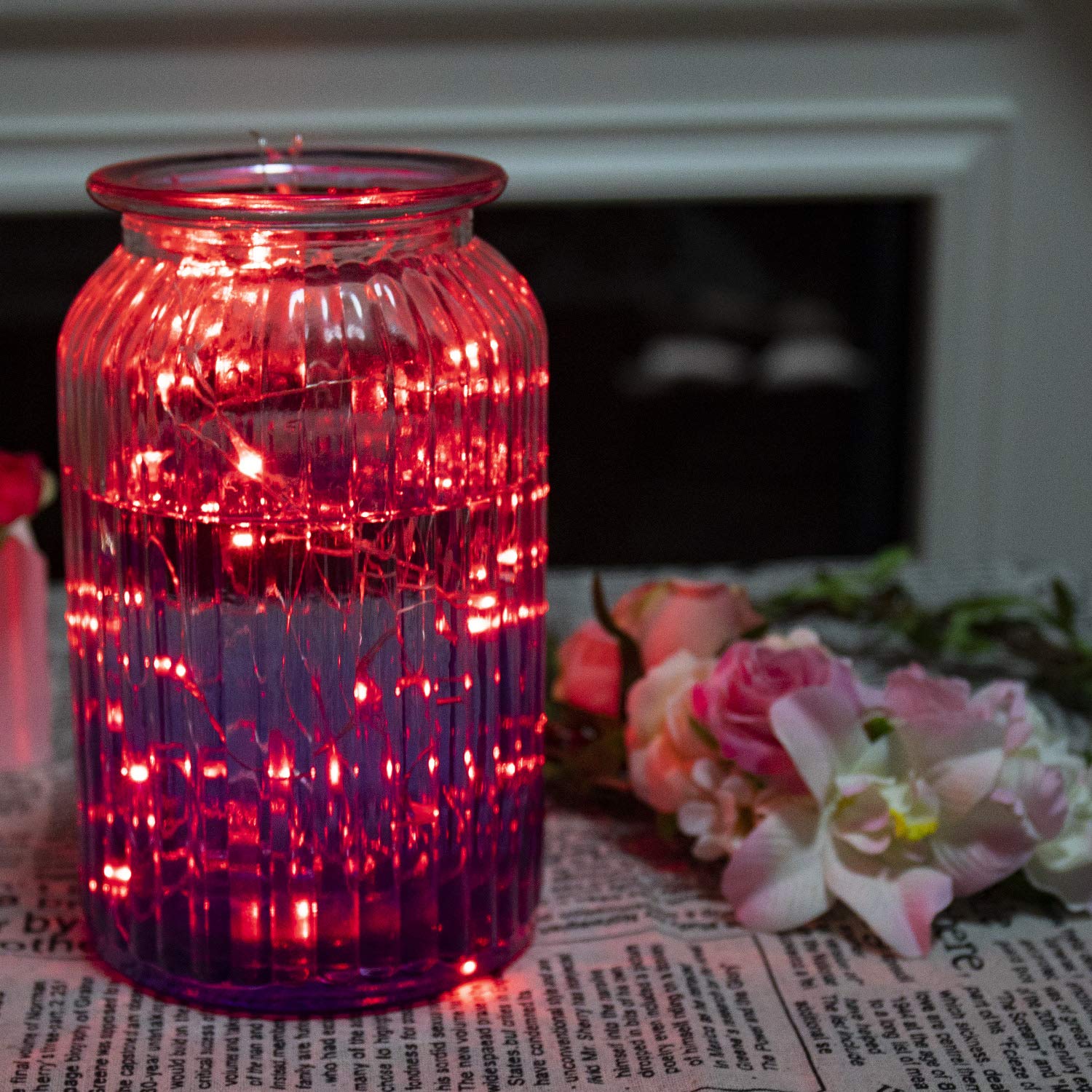 ITART Micro LED String Lights Battery Powered 4 Pack Red Mini String