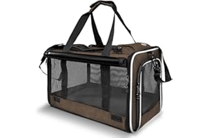 GAPZER Pet Carrier for Large Cat Soft-Sided Animal Traveling Bag for Medium Cat up to 20lbs / Washable Small Dog Puppy 10 lbs Crate Case with Privacy Curtains for Home Outdoor Travel Mocha Brown