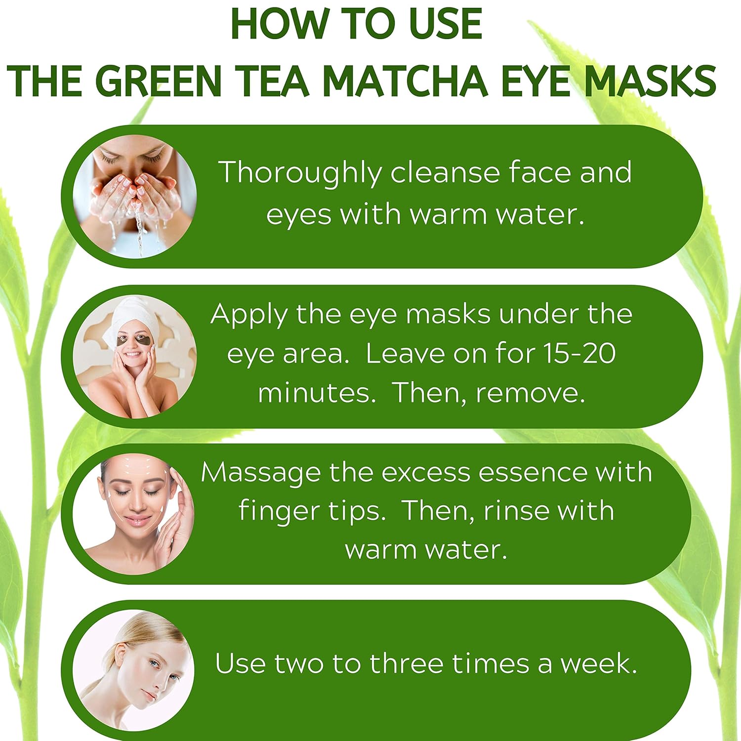 Green Tea Matcha Eye Mask by SUPRANCE - Under Eye Patches Treatment for Dark Circles, Eye Bags, Puffiness - Anti-Wrinkle With Hyaluronic Acid and Collagen - 30 Pairs/60 Pcs. : Beauty