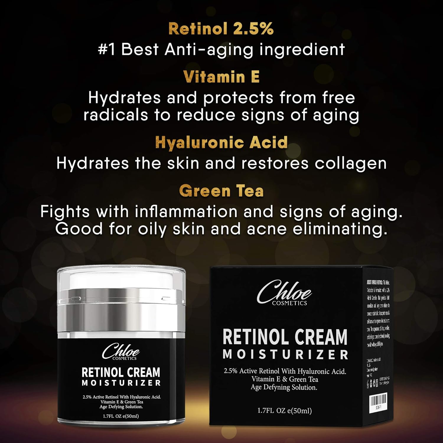 Retinol Moisturizer for Face and Eye area | Anti Aging Cream with Hyaluronic Acid, 2.5% Active Retinol and Vitamin E | Reduces Appearance of Wrinkles and Fine lines | Best Day and Night Face Cream: Beauty