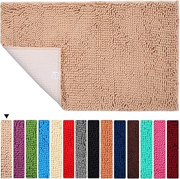 Beige Bath Rugs Non Slip Bathroom Mat Floor Oraniful Microfiber Plush Super Water Absorbent Machine Wash Dry Shaggy Carpet Toilet Extra Soft 17 5x 24
