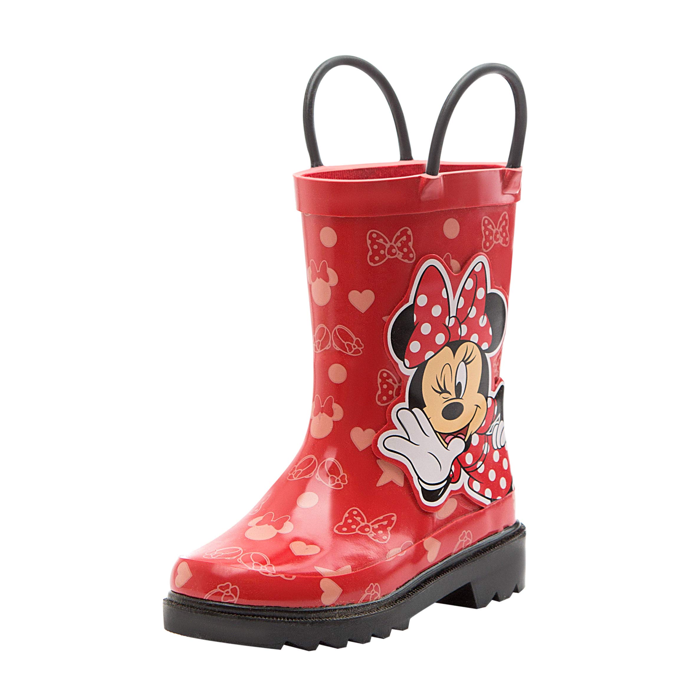 Disney Minnie Mouse and Mickey Mouse Rubber Rainboots - Waterproof - Easy-on - Toddler and Little Kids Sizes - Boys, Girls
