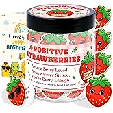 Emotional Support Strawberries – Strawberry Gifts For Women, Girls - 60 Positive Strawberry Daily Affirmation Cards Jar – Inspirational Gifts for Women, Coworker – Birthday, Thank You Gift for Besties