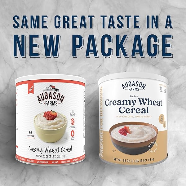 AUGASON FARMS CREAMY WHEAT CEREAL CAN, EMERGENCY FOOD SUPPLY, EVERYDAY MEALS, 55 SERVINGS
