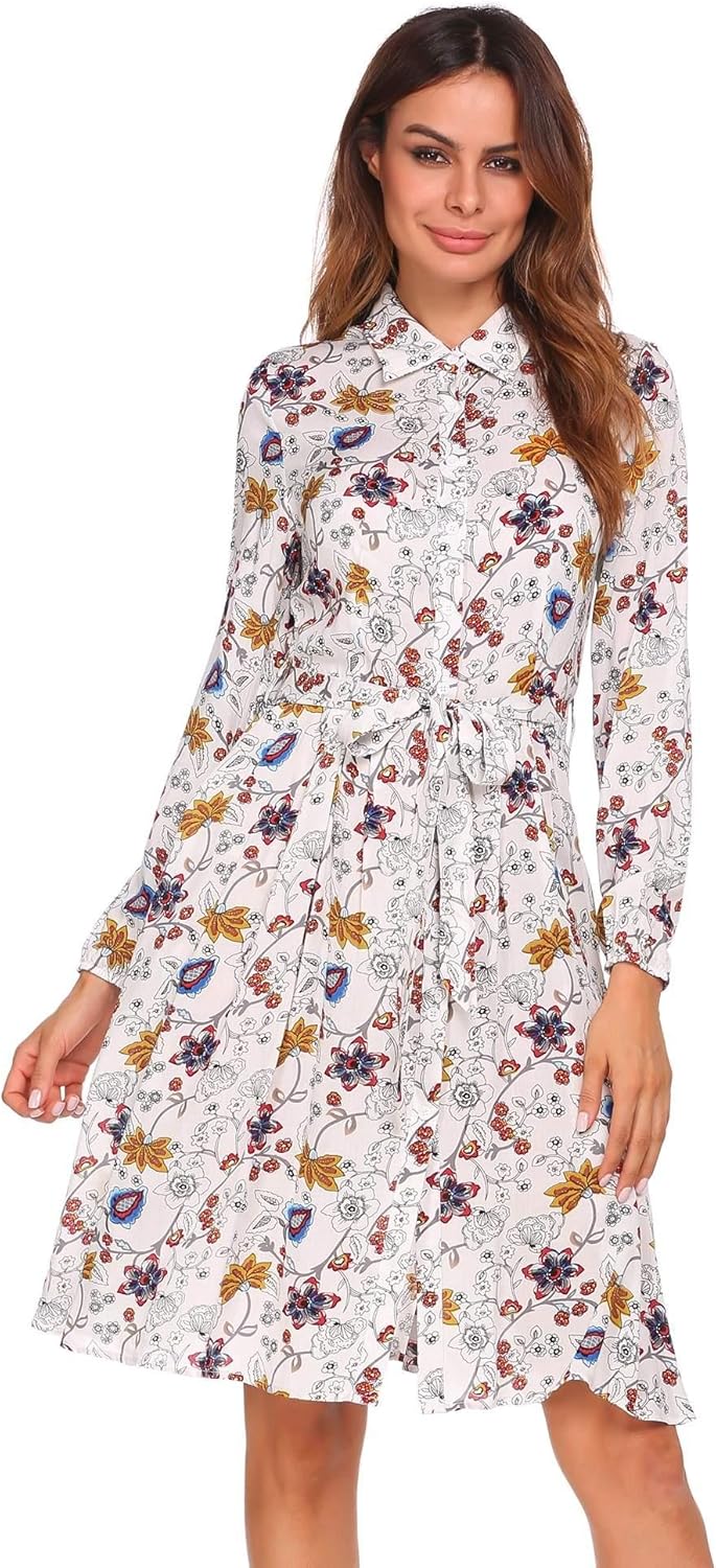 white flowy shirt dress