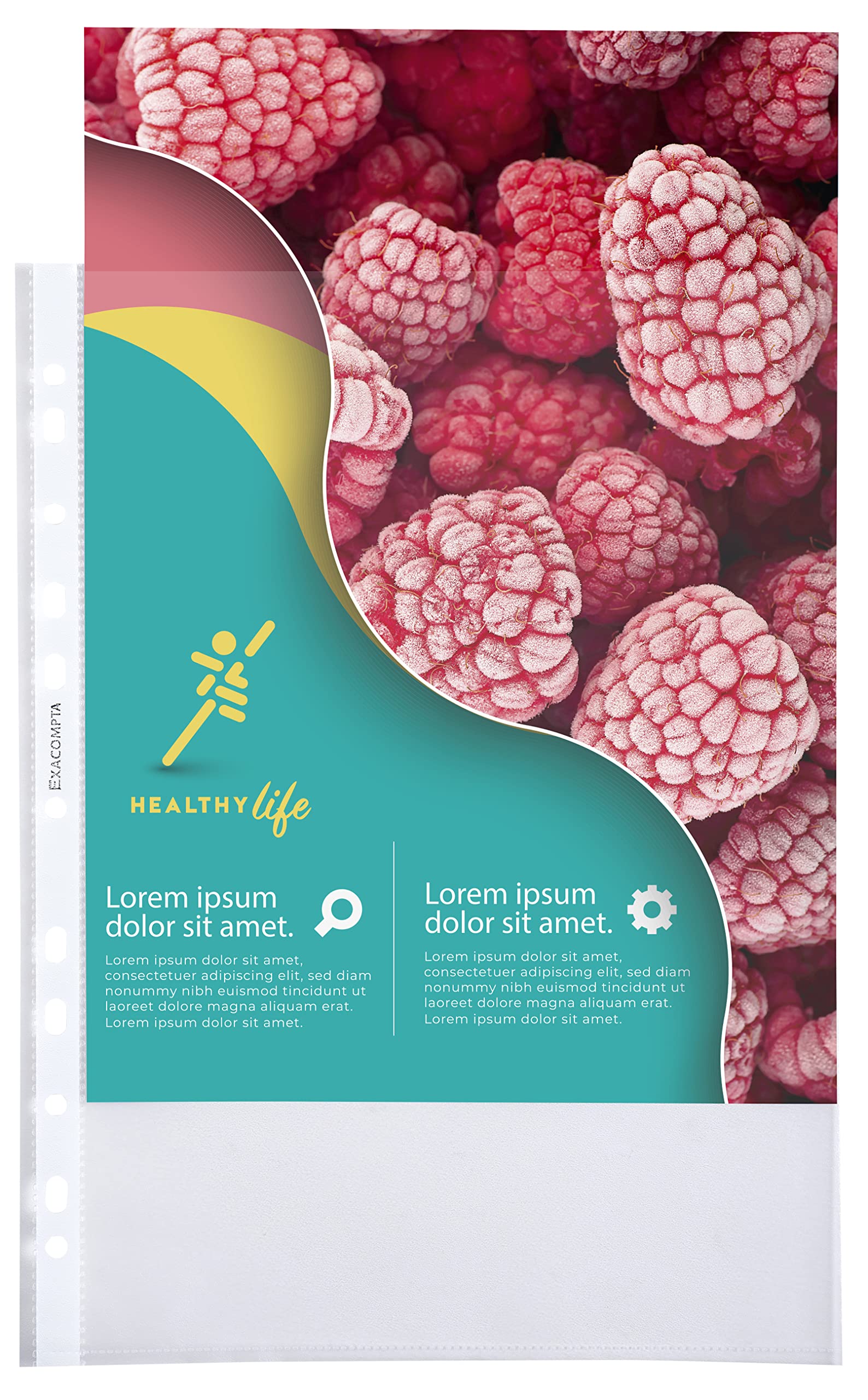 Exacompta - Ref. 5760E - Bag of 100 perforated pockets in grained Polypropylene - Thickness 7/100th superior quality - Universal perforation 11 holes - Format to file A4 - Colourless