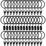 40 Pack Black Matte Metal Curtain Rings with Clips (1.25",Black)