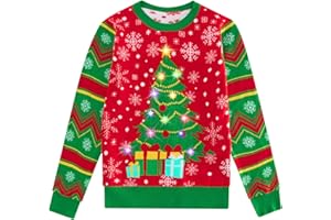 ADUKIDE Boys Ugly Christmas Sweater Xmas LED Light up Sweatshirt Girls Long Sleeve Knit Pullover Size 5-14T