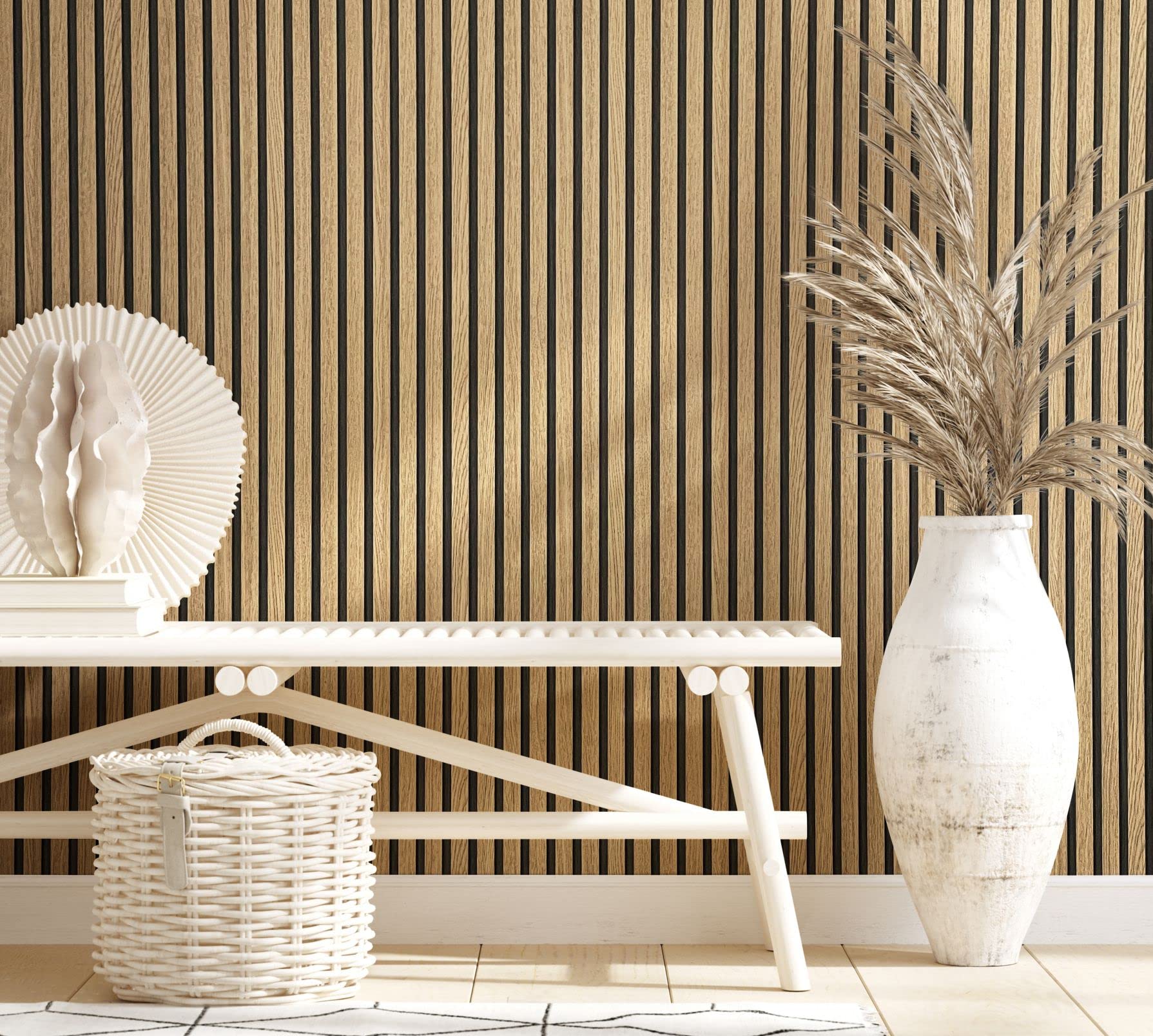 marburg Wallpaper Wood Effect Light Brown Acoustic Panels 3D Effect Non-Woven Wallpaper Living Room Bedroom 10.05 x 0.53 m Made in Germany — image 1