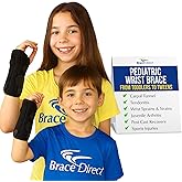 Brace Direct Pediatric Wrist Brace, Kids Wrist Splint for Sprains &amp; Strains | Lace-Up Wrist Support for Carpal Tunnel, Tendonitis &amp; Injury Recovery, Child to Tween Fit (L: Left Hand)