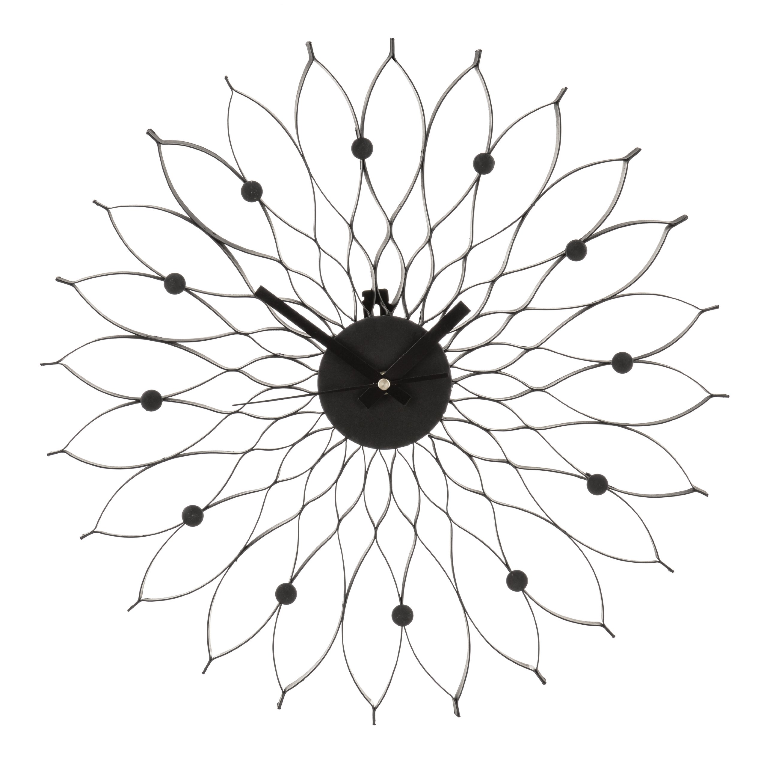 Premier Housewares Styro Wall Clock, Black Metal
