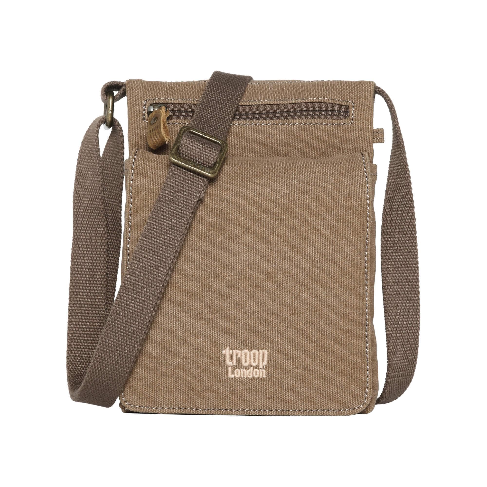 Troop London TRP0243L Classic Canvas Across Body Bag Brown