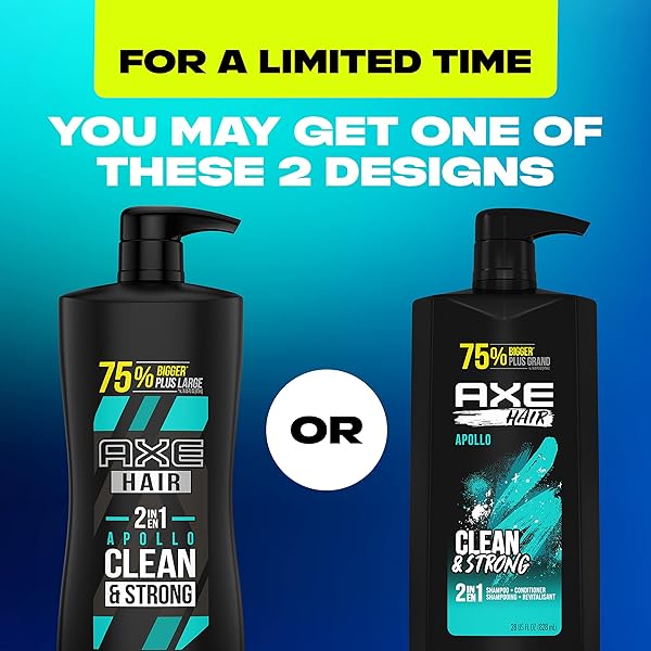 AXE 2-IN-1 SHAMPOO & CONDITIONER FOR CLEAN & STRONG HAIR APOLLO WASH & CARE SAGE & CEDARWOOD 100% RECYCLED BOTTLE 28 OZ