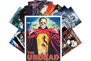PIXILUV Vintage PostCards 24 pcs Zombien Skeletons Undead Vintage Horror Movie Poster