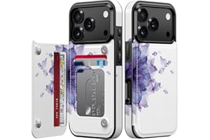 LETO for iPhone 17 Pro Max Wallet Case with Card Holder - Flip Folio Leather Kickstand - Fashionable Flower Designs - Shockproof Protective Phone Cover for Women and Girls - Blooming Purple Flower