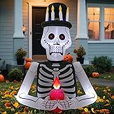 Toiyjofe 6FT Halloween Inflatables Skull Decoration: Day of The Dead Skeletons Blow Up Outdoor Decor, DÃa de Los Muertos Inflatable Built-in LEDs for Holiday Party, Garden, Lawn, Yard, Patio Décor