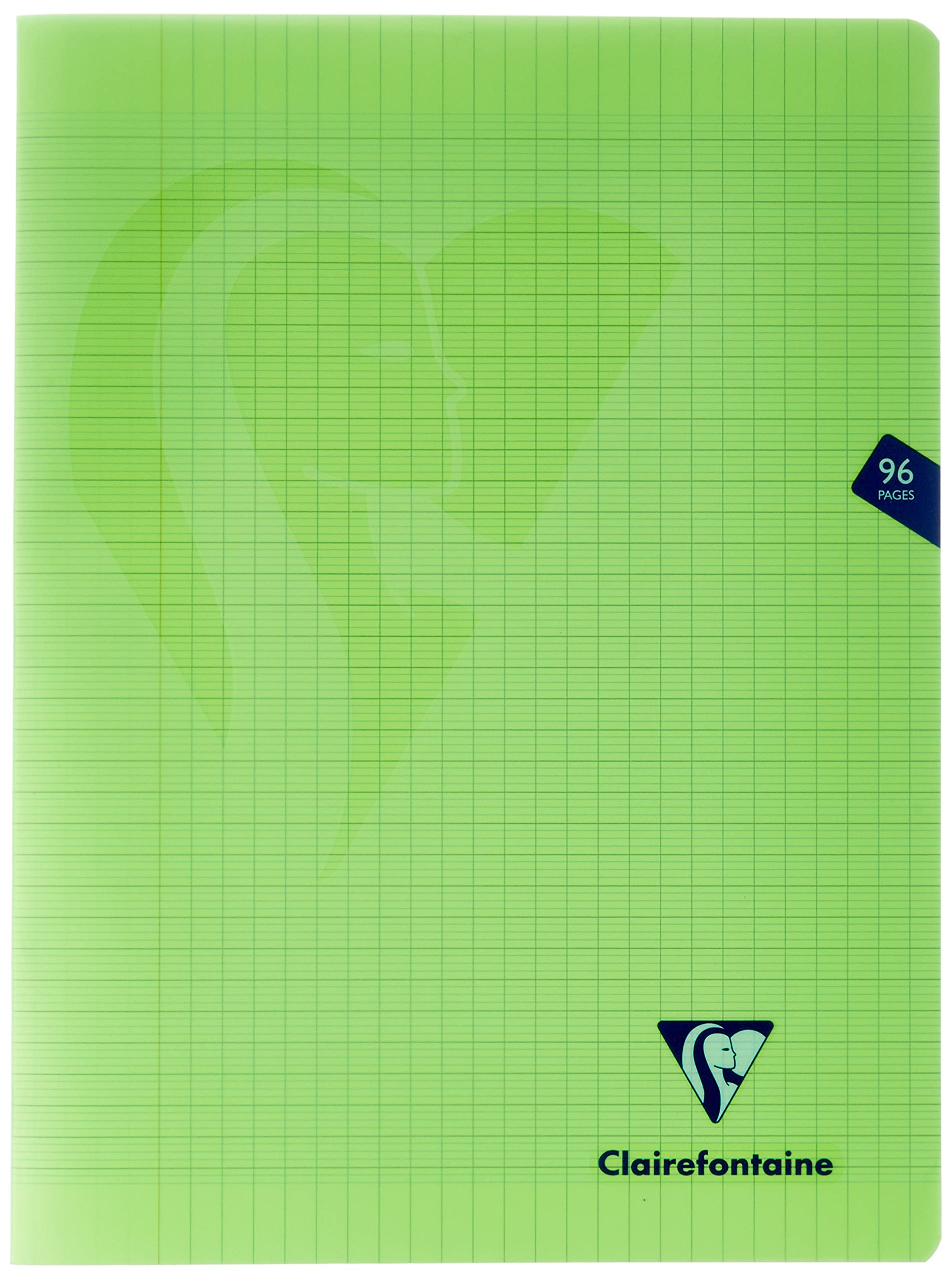 Clairefontaine 353361C - One Green Mimesys Stapled Notebook - Dimensions: 24 cm x 32 cm - 96 Seyes Ruled Pages - White Vellum Paper 90 g - Polypro Cover